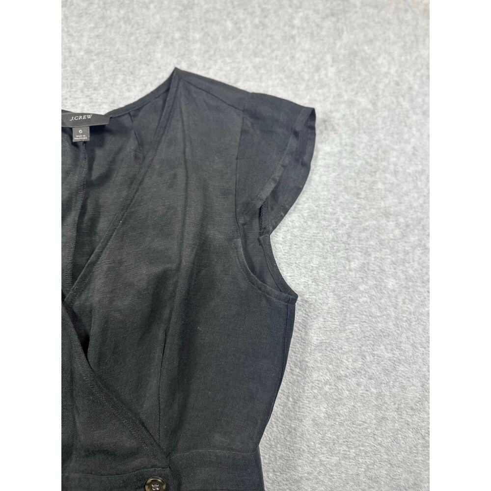J.Crew Midi Dress Women's Size 6 Black Casual Comfort Sheath Cap Sleeve V-Neck - Picture 4 of 7
